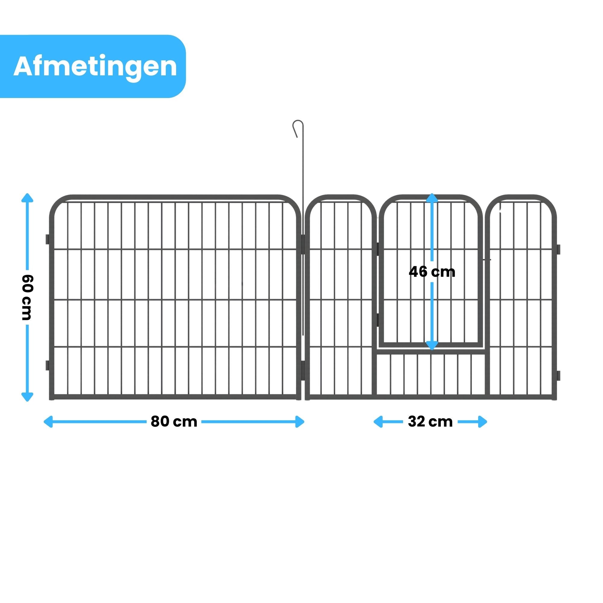Ruime stalen puppyren van 60 cm hoog L – duidelijke afmetingen voor veilige en ruime hondenren of kennel | Zenzee