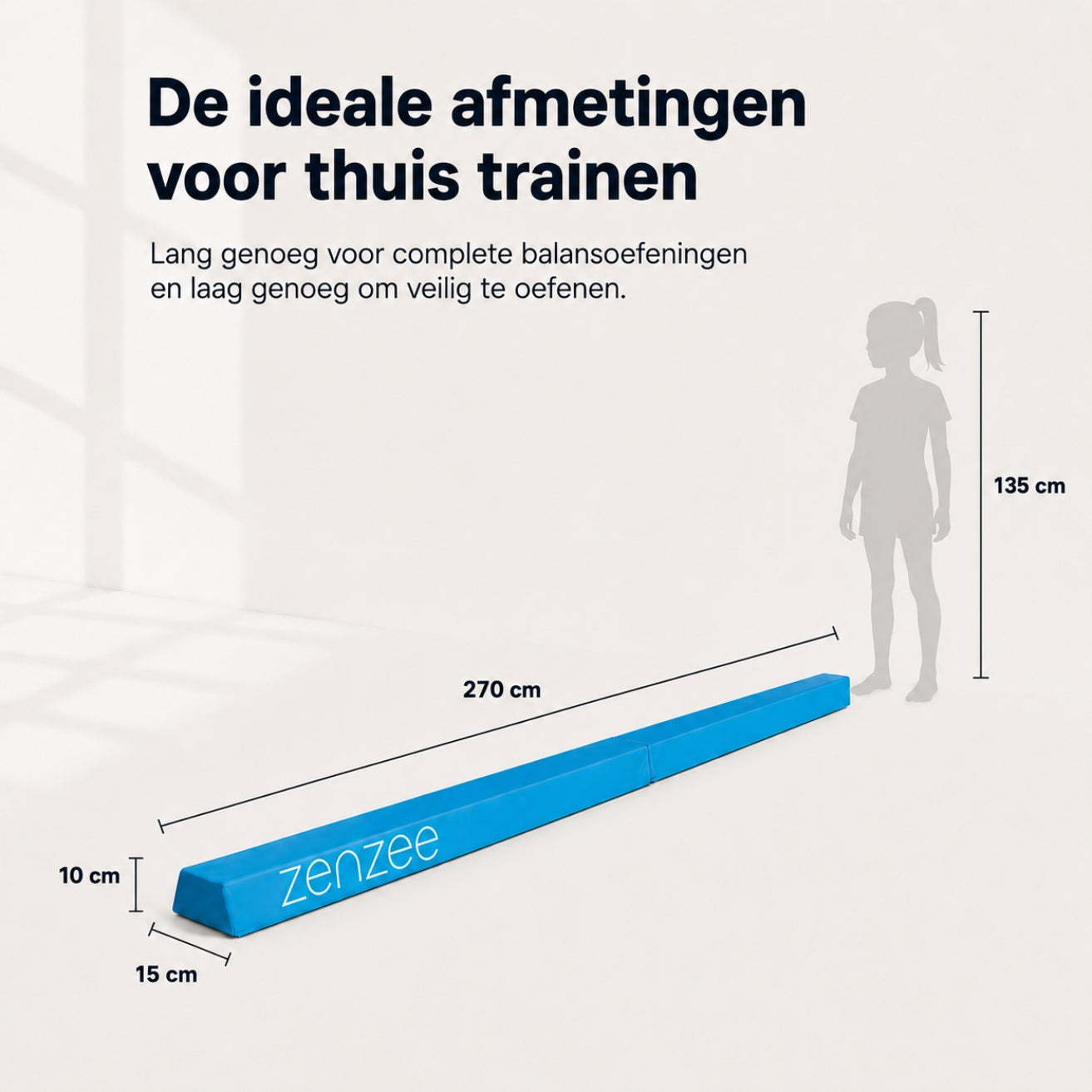 Turnbalk blauw 270 cm met draagtas voor turntraining | Zenzee
