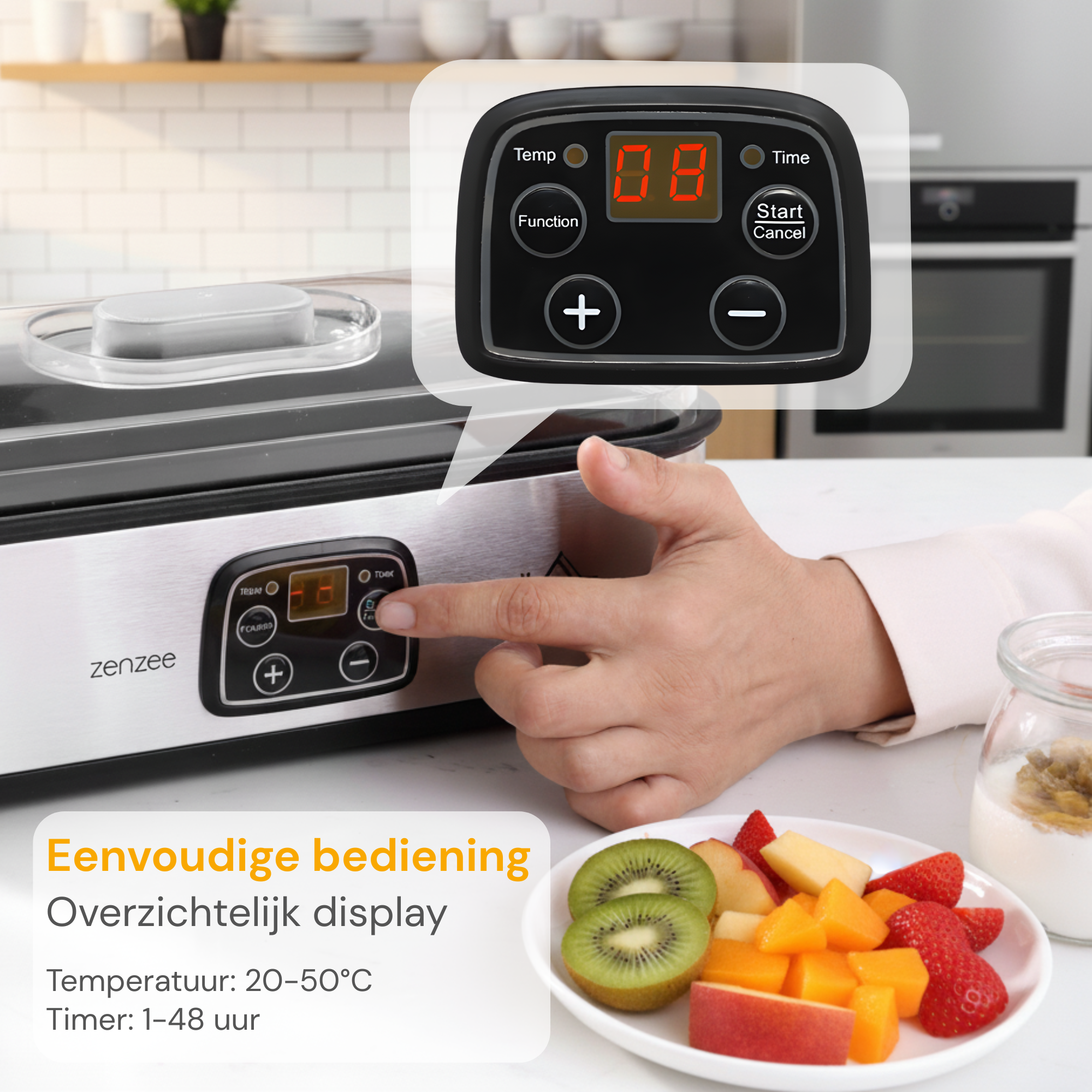 Yoghurtmaker van RVS – met 8 glazen potten voor verse huisgemaakte yoghurt | Zenzee