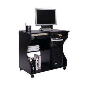 Compact bureau schrijftafel computerbureau verrijdbaar zwart 80 cm | Zenzee met opbergruimte en zwenkwielen voor thuiswerken en gamen