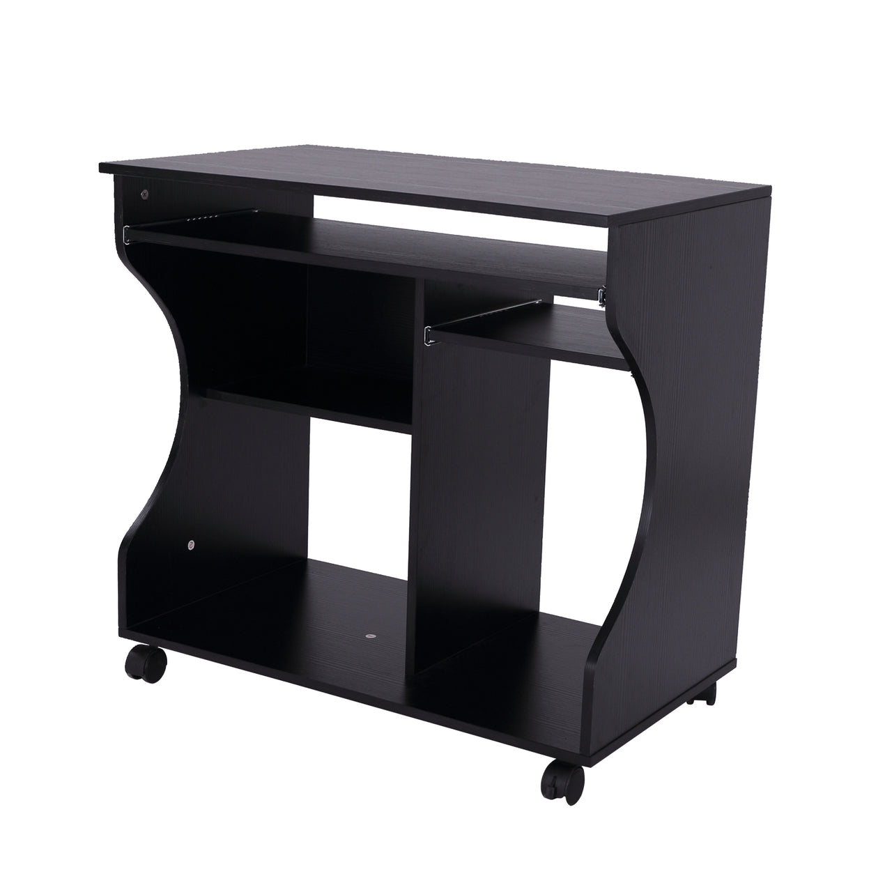 Compact bureau schrijftafel computerbureau verrijdbaar zwart 80 cm