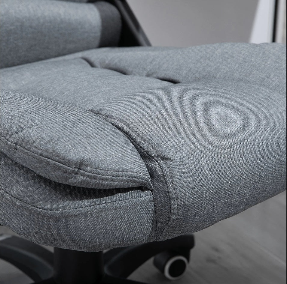 Ergonomische grijze bureaustoel met 6-punts massage en kantelfunctie