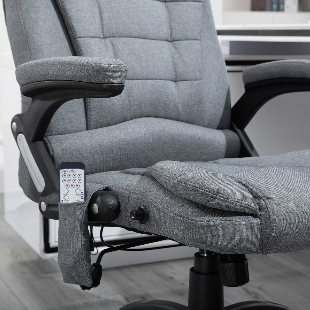 Ergonomische grijze bureaustoel met 6-punts massage en kantelfunctie
