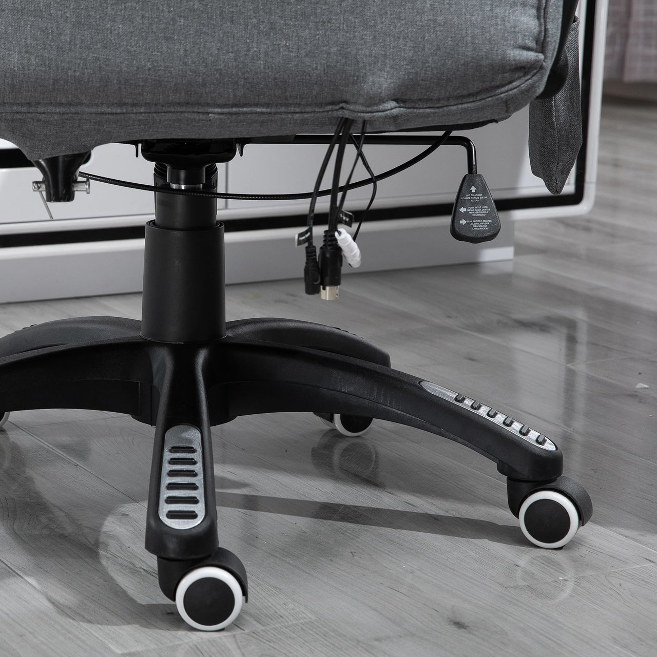 Ergonomische grijze bureaustoel met 6-punts massage en kantelfunctie