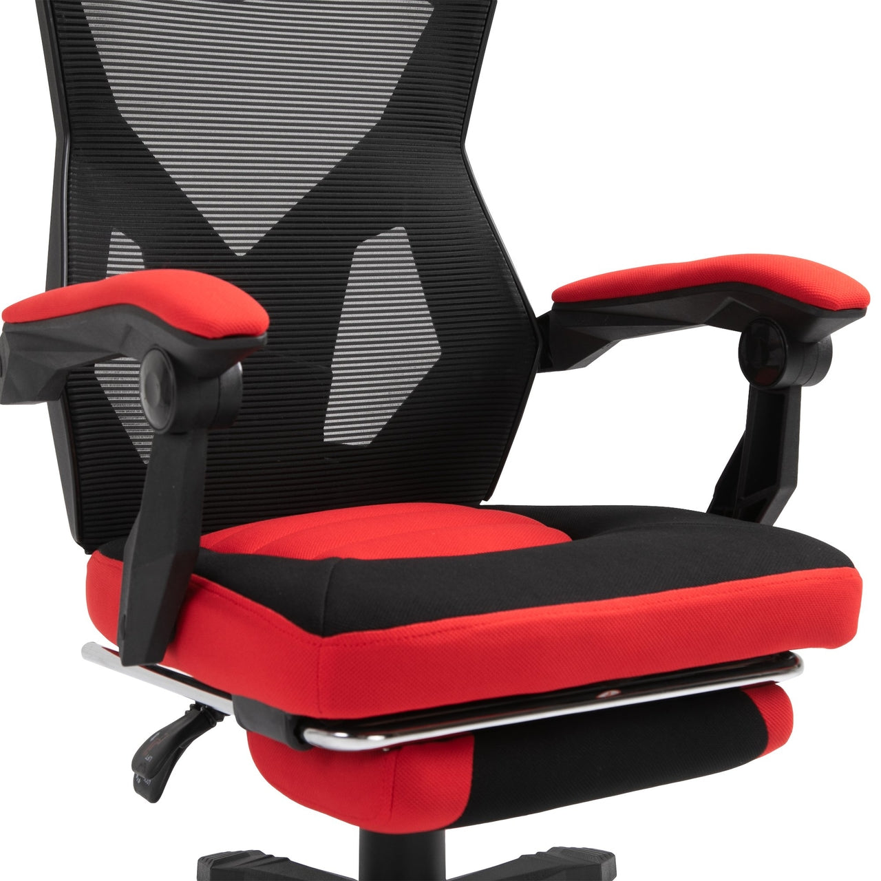 Ergonomische gamestoel zwart-rood met voetensteun en verstelbare rugleuning
