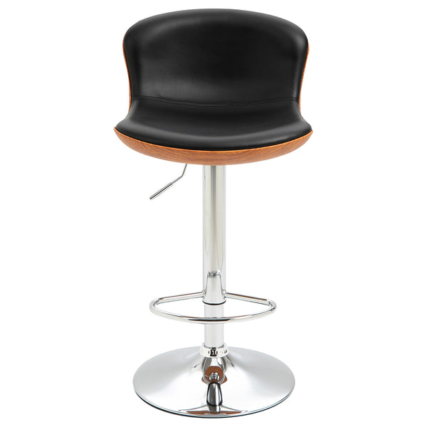 Set van 2 moderne barkrukken zwart met houten zitting voor keuken of bar