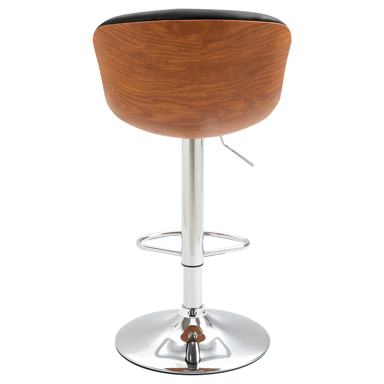 Set van 2 moderne barkrukken zwart met houten zitting voor keuken of bar