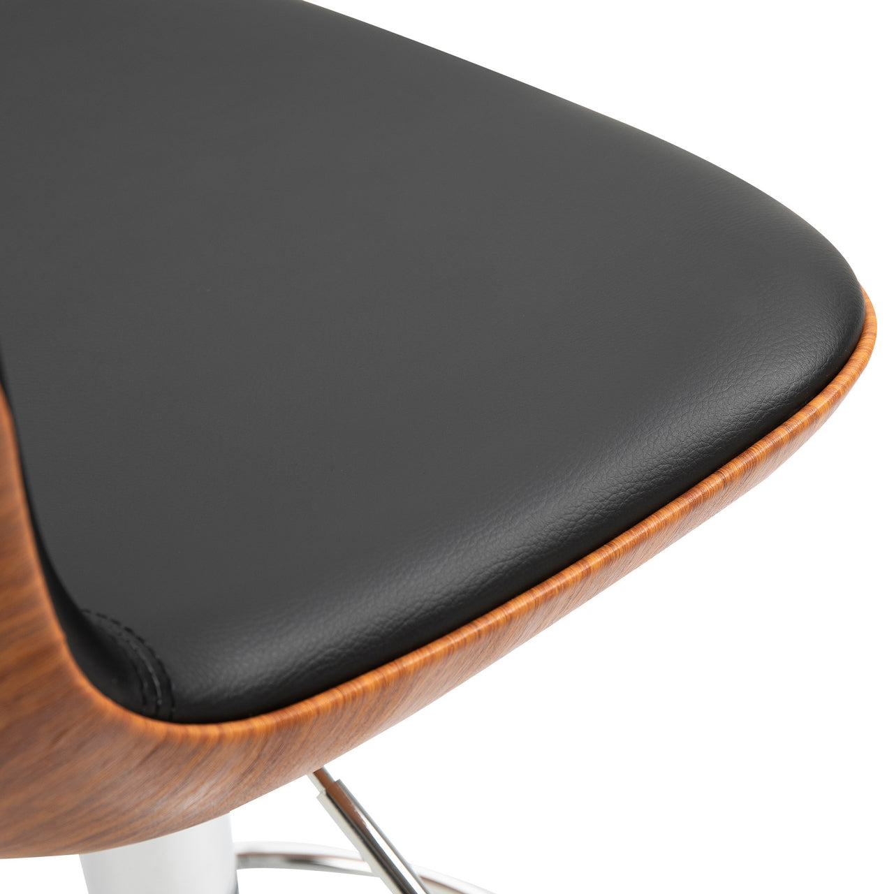Set van 2 moderne barkrukken zwart met houten zitting voor keuken of bar