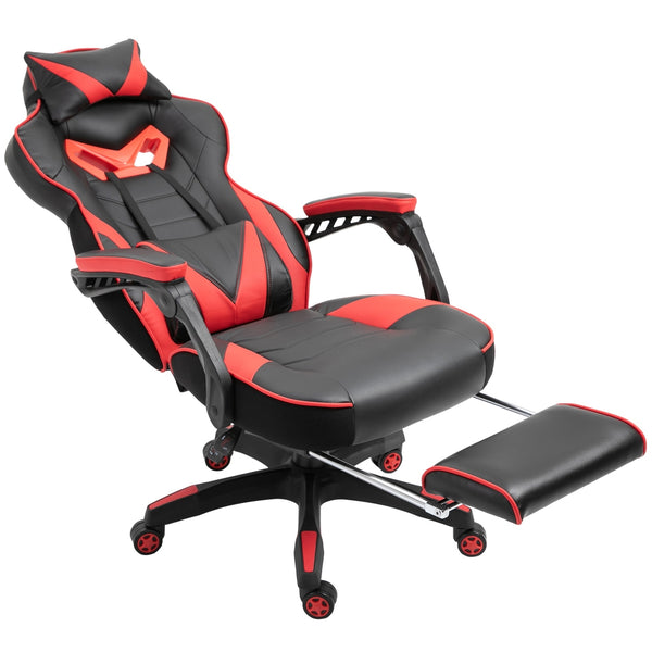 Game stoel gaming met voetensteun – racing stijl zwart/rood