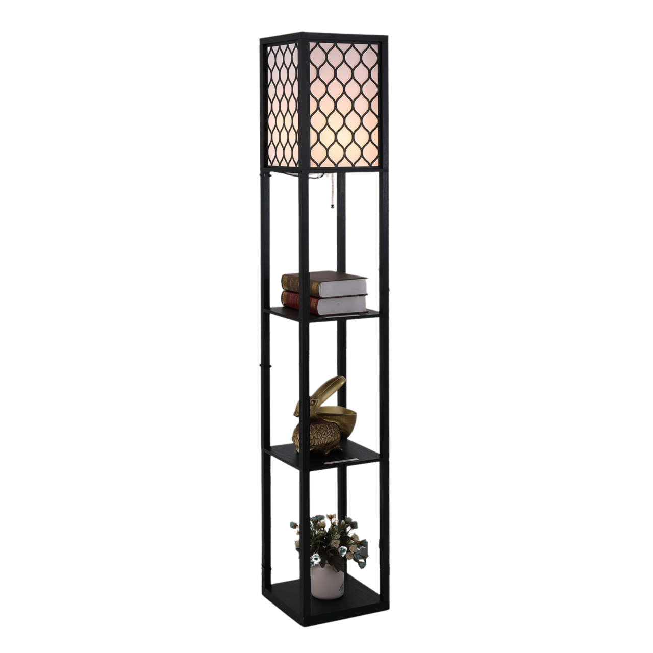 Staande lamp met honingraatdesign en opbergruimte – 160 cm