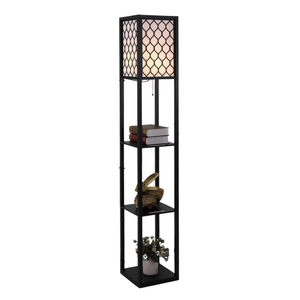 Staande lamp met honingraatdesign en opbergruimte – 160 cm | Zenzee met metalen frame en meerdere planken voor decoratie en opslag