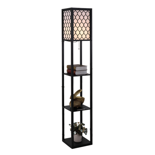 Staande lamp met honingraatdesign en opbergruimte – 160 cm
