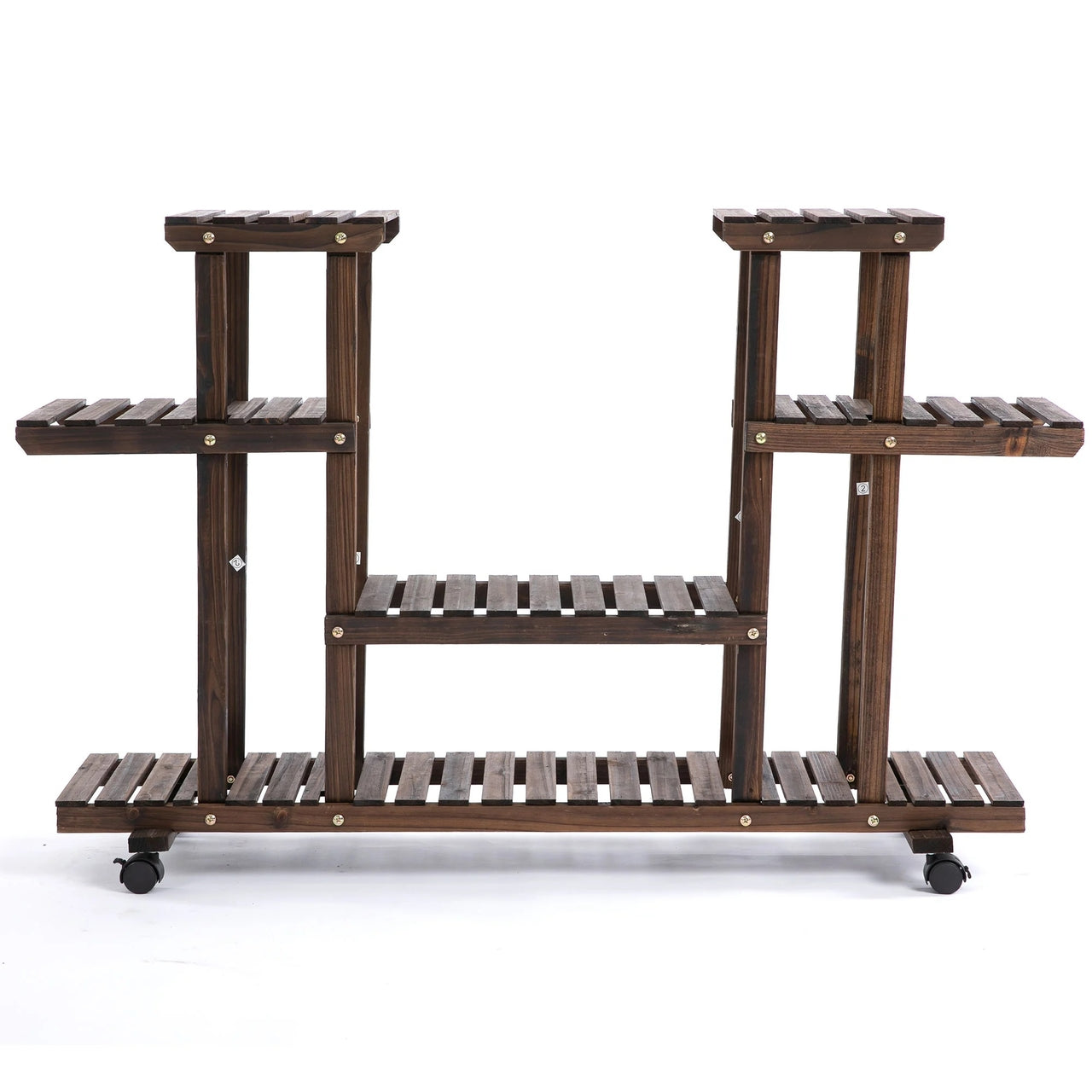 Plantenrek van hout met 4 niveaus – 124x33x80 cm
