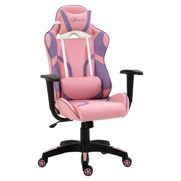 Ergonomische gamestoel in roze-paars met verstelbare rugleuning