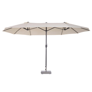 Grote dubbele parasol 460x270 cm beige – Met handslinger voor moeiteloze bediening en ruime schaduw op terras of tuin