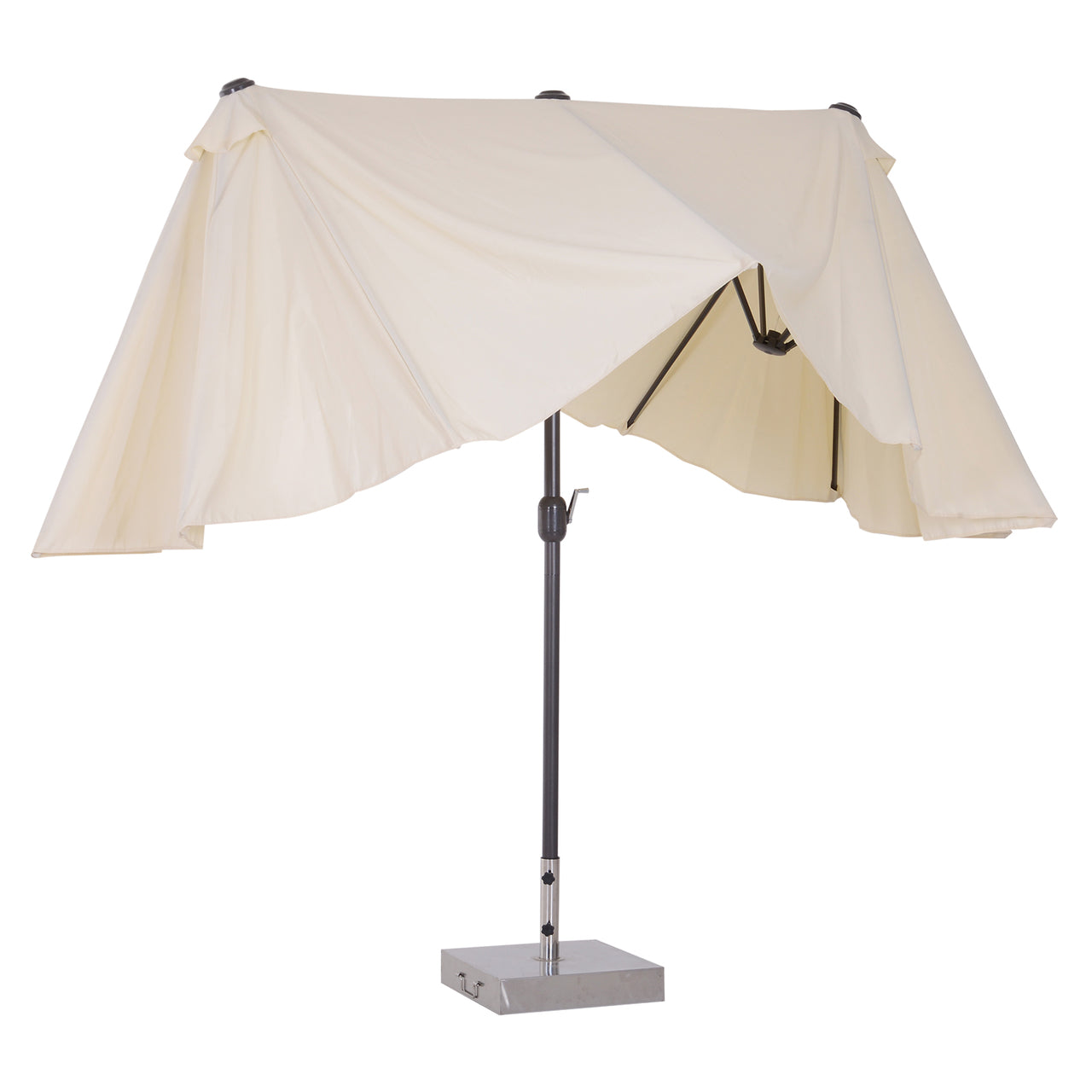 Grote dubbele parasol 460x270 cm beige – Met handslinger voor moeiteloze bediening