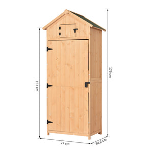 Houten Tuinkast 179x77x55 cm met 3 Planken – robuuste grenen en cederhouten opbergkast voor tuingereedschap en barbecue accessoires