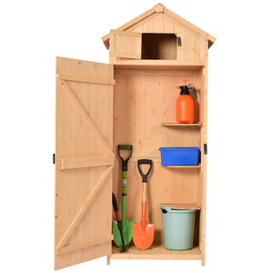 Houten Tuinkast 179x77x55 cm met 3 Planken – robuuste opbergkast van grenen en cederhout voor tuingereedschap