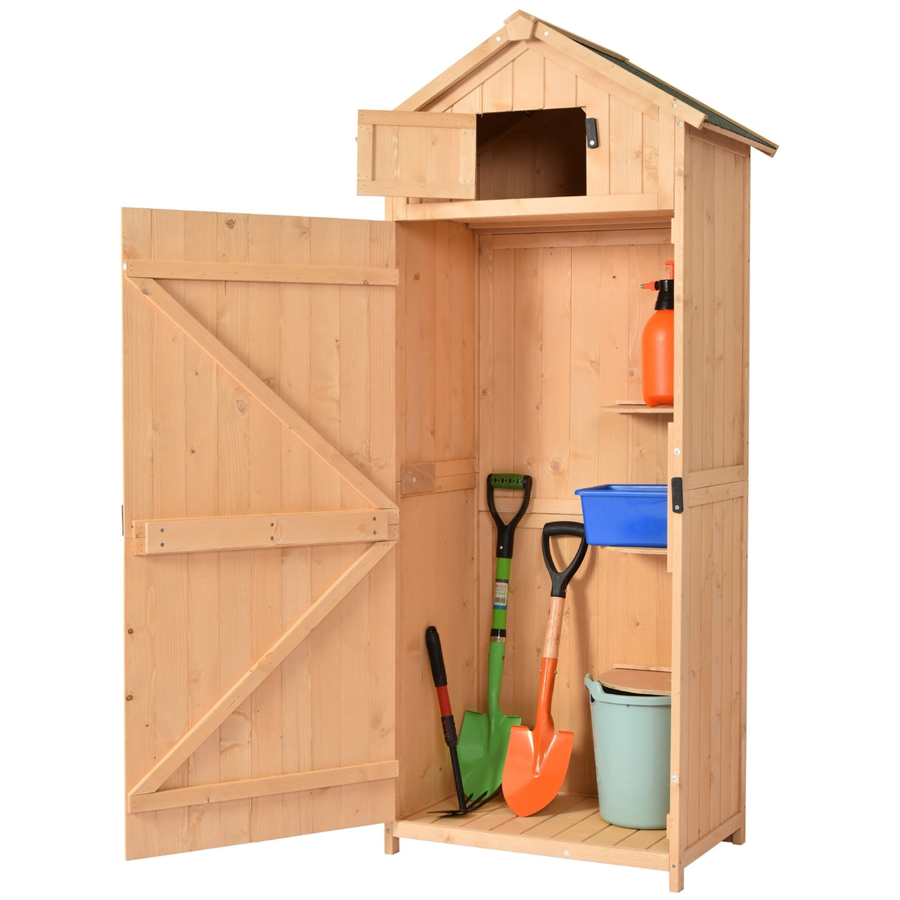 Houten Tuinkast 179x77x55 cm met 3 Planken