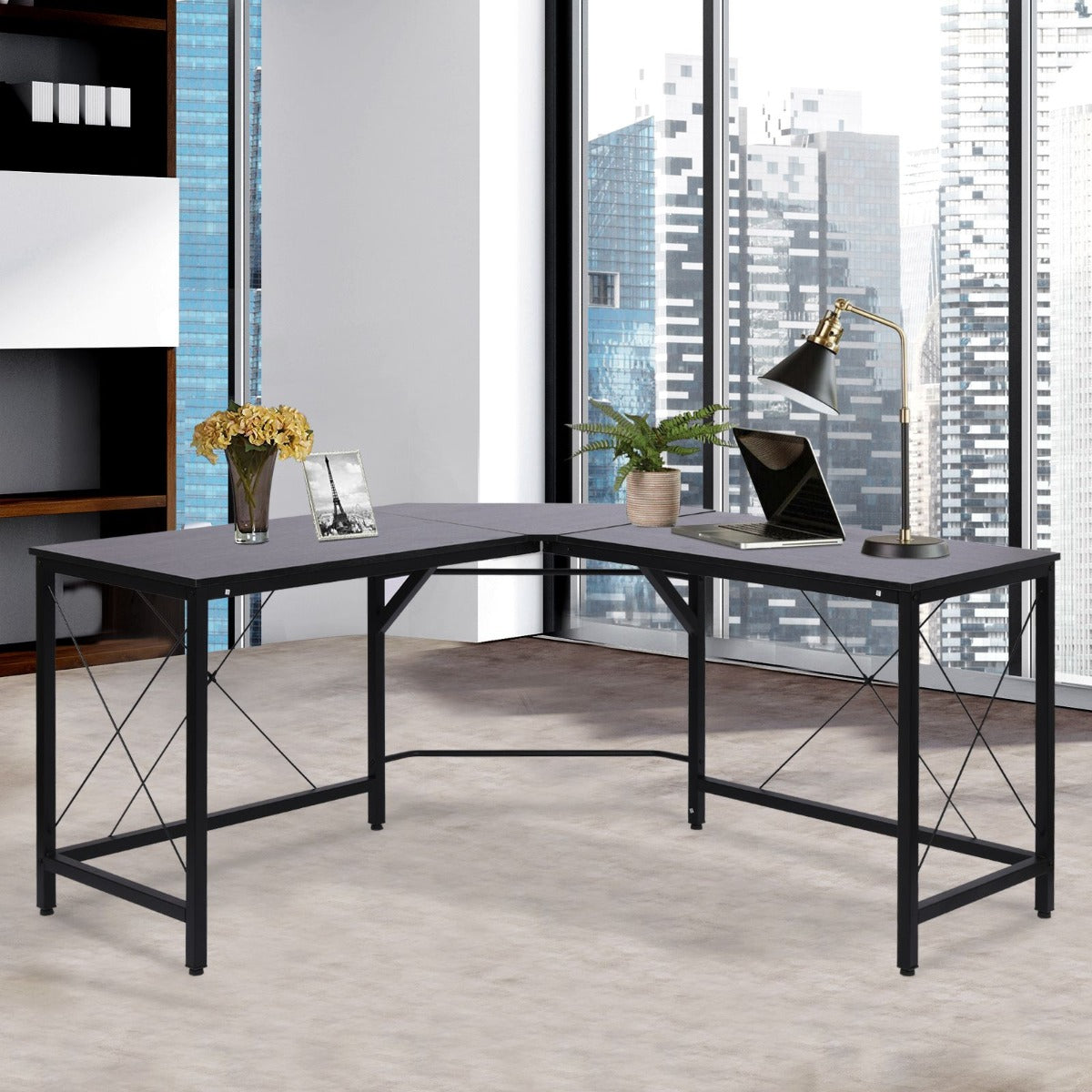 Zwart L-vormig Hoekbureau 150x150 cm Zwart