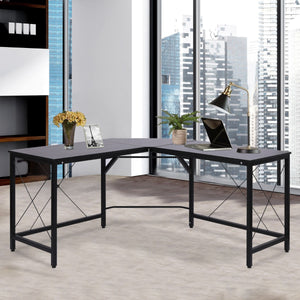 Zwart L-vormig Hoekbureau 150x150 cm Zwart met strak ontwerp, ideaal voor thuiskantoor en optimale ruimtebenutting in hoeken
