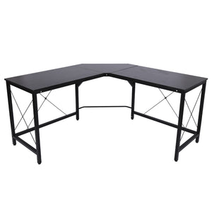 Zwart L-vormig Hoekbureau 150x150 cm Zwart – modern hoekbureau met stevige metalen poten voor praktisch gebruik in kantoor of hobbyruimte