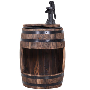 Houten Tuinfontein Ø32x58,5 cm met Waterfontein van massief hout met landelijke uitstraling en bloemenuitsparing