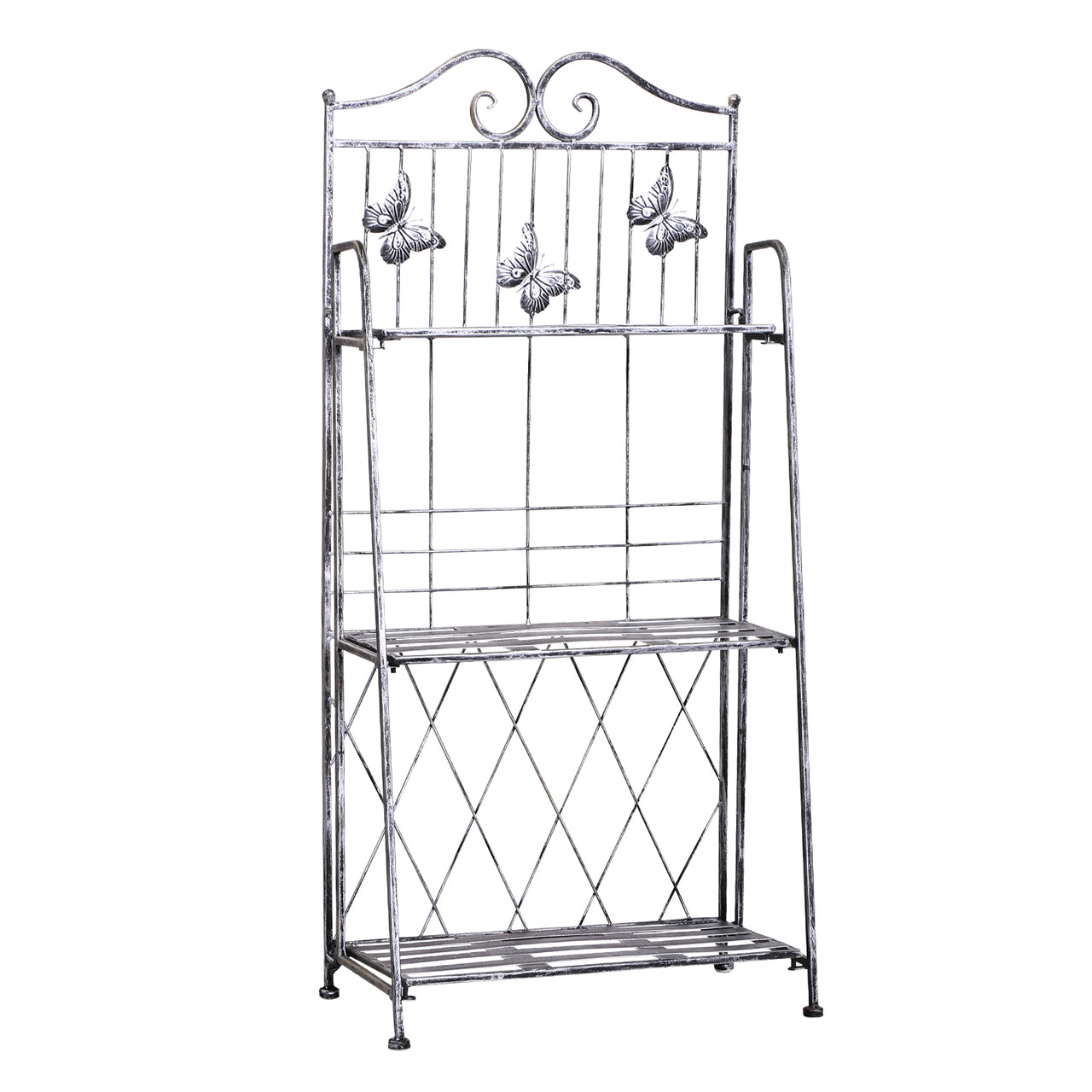 Metalen Plantenstandaard 4 Niveaus licht Grijs 44x25x96 cm