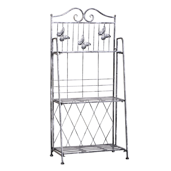 Metalen Plantenstandaard 4 Niveaus licht Grijs 44x25x96 cm
