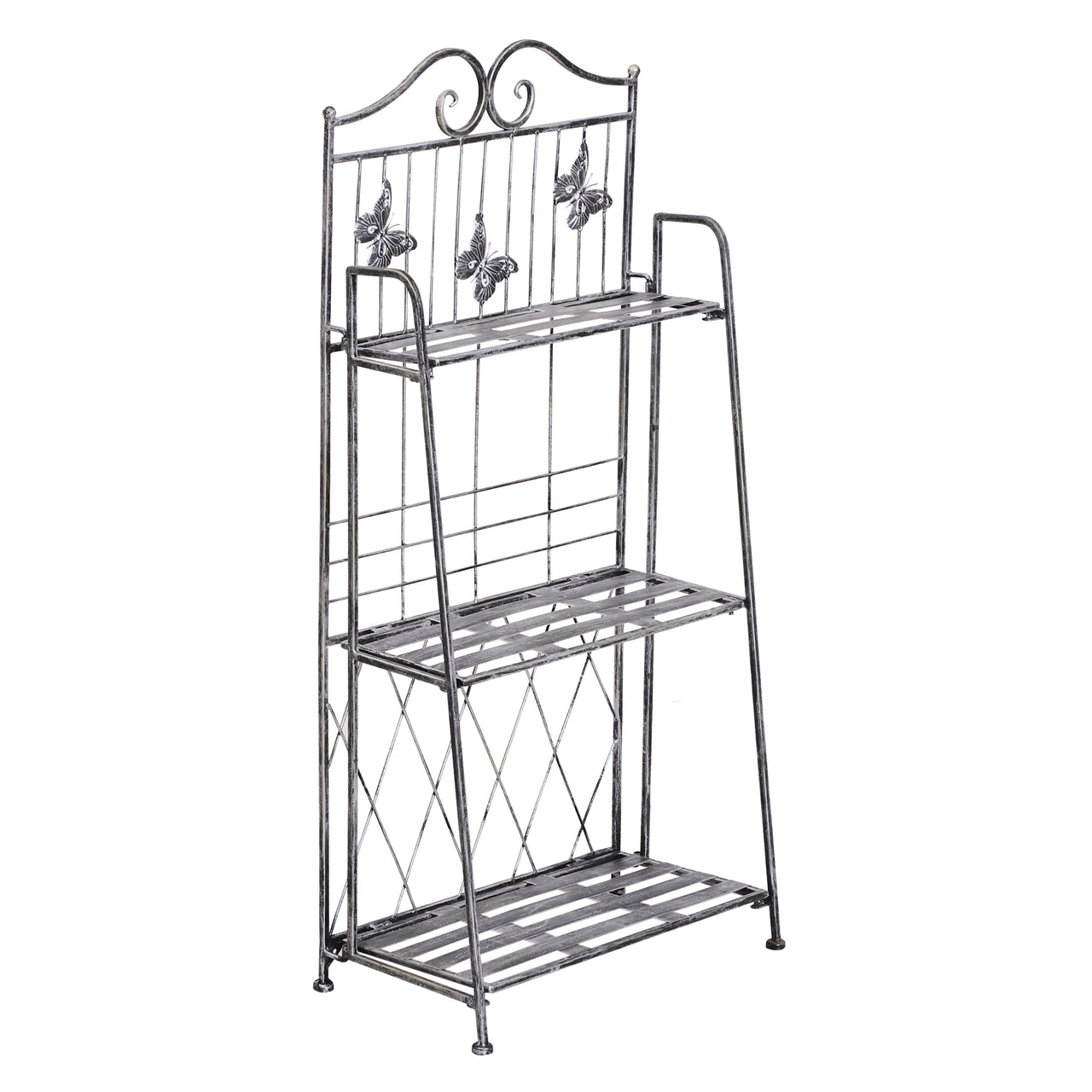 Metalen Plantenstandaard 4 Niveaus licht Grijs 44x25x96 cm