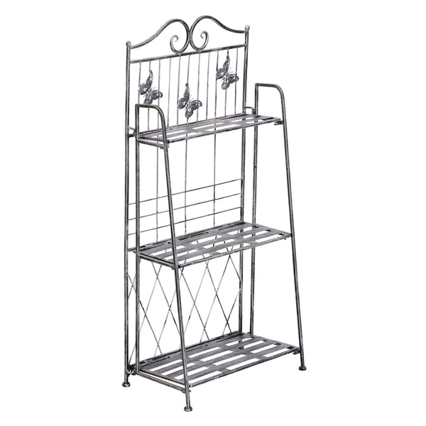 Metalen Plantenstandaard 4 Niveaus licht Grijs 44x25x96 cm