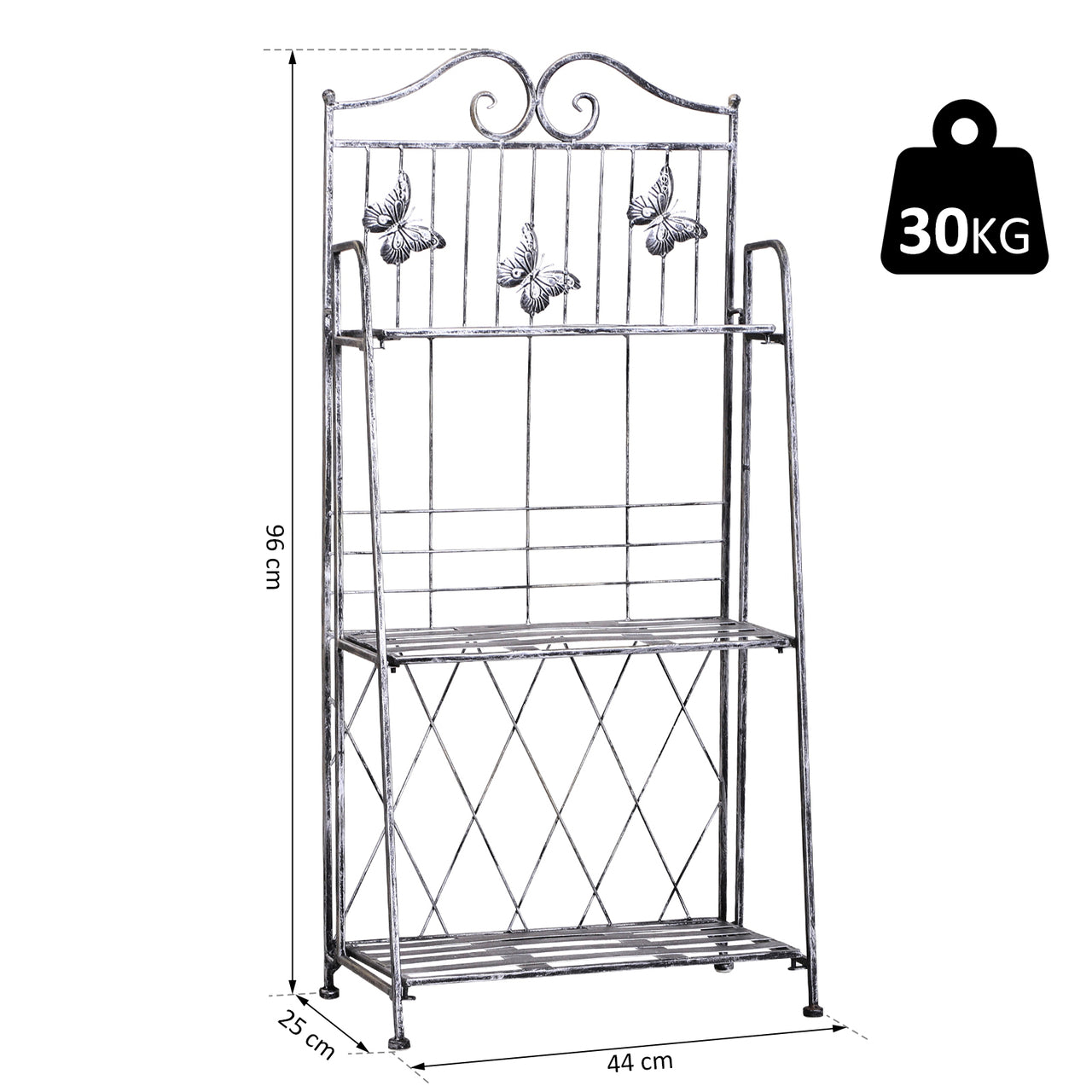 Metalen Plantenstandaard 4 Niveaus licht Grijs 44x25x96 cm