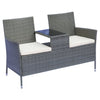 Tuinbank 133 cm breed met tafel – Grijze 2-zitter van poly rotan