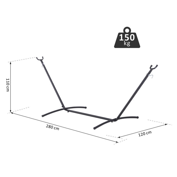 Zwarte Hangmatstandaard 280x120x110 cm – Max 120 kg