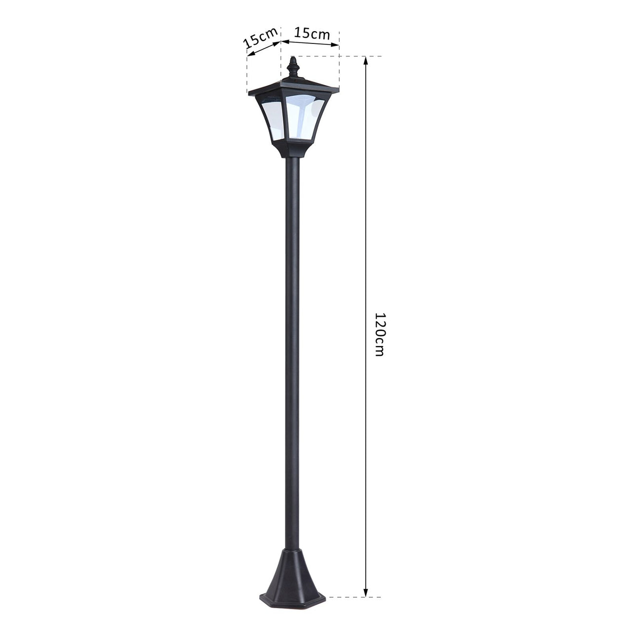 Zwarte Solar Tuinlantaarn 120 cm – 10 Lumen LED