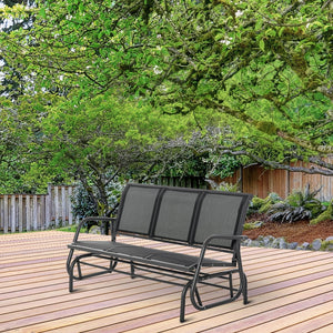 3-Zits Schommelbank Zwart – Comfortabel met robuuste metalen constructie en fijne bekleding, ideaal voor ontspannen in de tuin