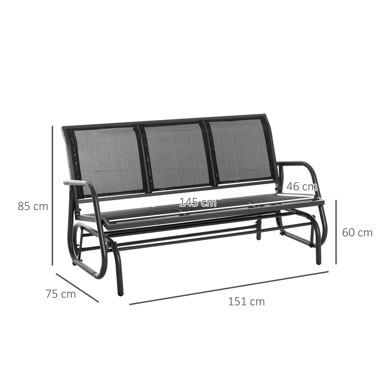 3-Zits Schommelbank Zwart – Comfortabel