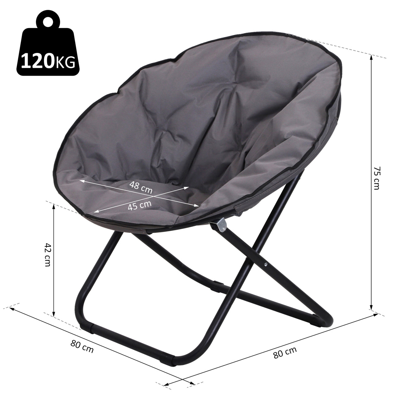 Comfortabele opvouwbare campingstoel in grijs