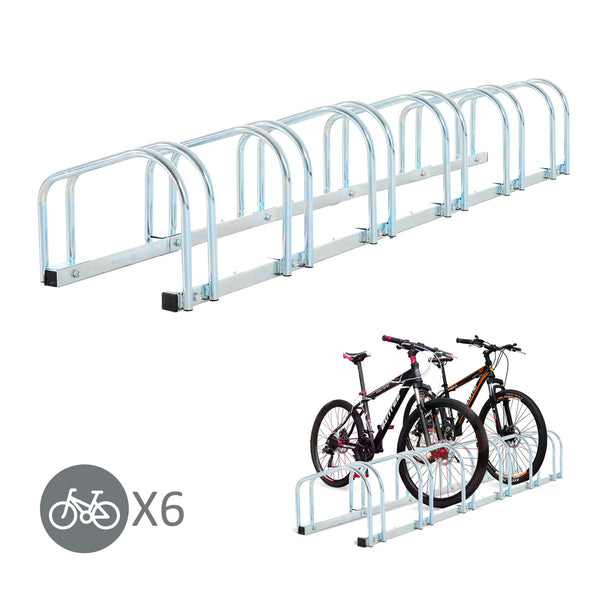 Stalen fietsenrek voor 6 fietsen met wand- en vloermontage