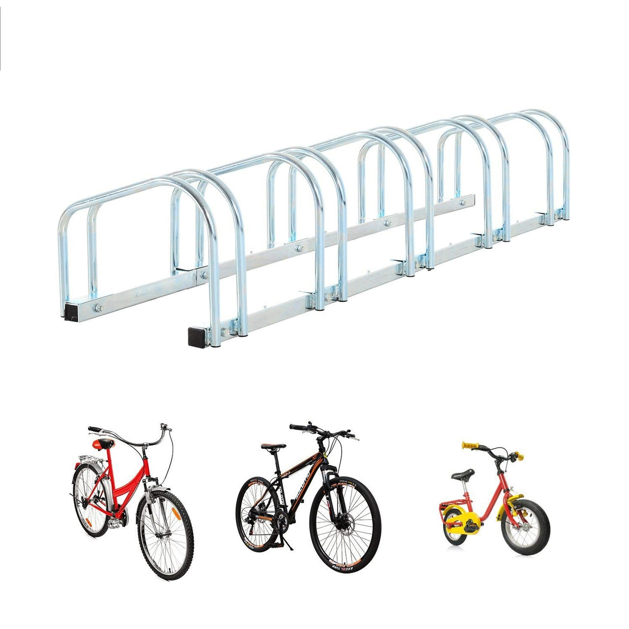Stalen fietsenrek voor 5 fietsen met wand- en vloermontage