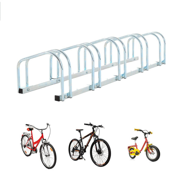 Stalen fietsenrek voor 5 fietsen met wand- en vloermontage