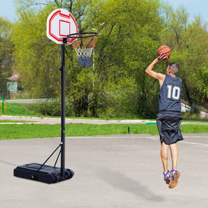 Verstelbare basketbalstandaard met basket verrijdbaar – 150 tot 210 cm, geschikt voor buiten en eenvoudig te verplaatsen
