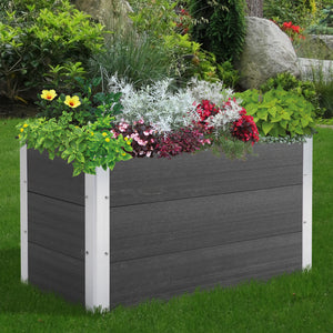 Moderne aluminium plantenbak 100x50x50 cm in grijs met diepe afmeting en duurzaam hout-kunststof composiet