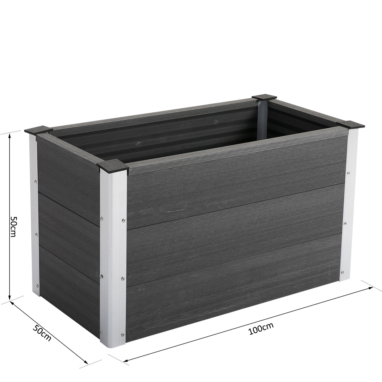 Moderne aluminium plantenbak 100x50x50 cm in grijs