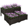 Set van 4 bruine rotan-look plantenbakken 40x40x44 cm