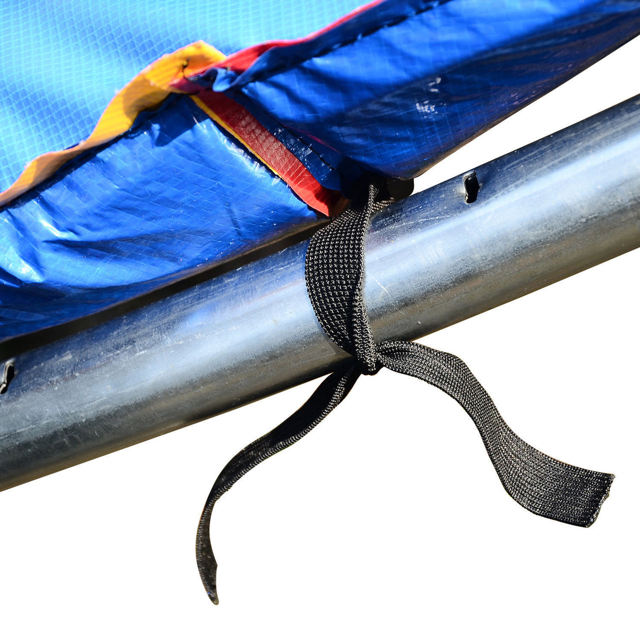 Rode, gele en blauwe PVC trampoline rand Ø244 cm met 15 mm vulling