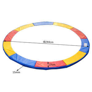Rode gele en blauwe PVC trampoline rand Ø244 cm met 15 mm vulling beschermt spiraalveren en voorkomt blessures
