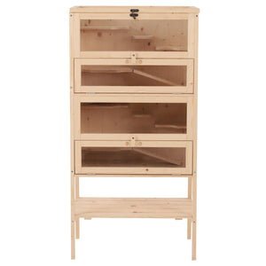 Ruime houten hamsterkooi 60 x 40 x 120 cm – Natuurlijk design met meerdere verdiepingen en ruime leefomgeving voor jouw hamster