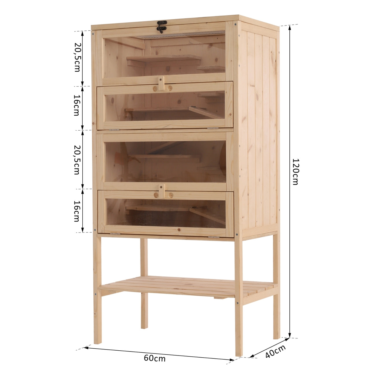 Ruime houten hamsterkooi 60 x 40 x 120 cm – Perfect voor jouw hamster