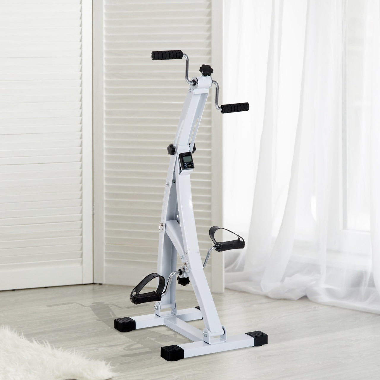 Veilige witte hometrainer voor senioren – Compact ontwerp 41x50x96 cm